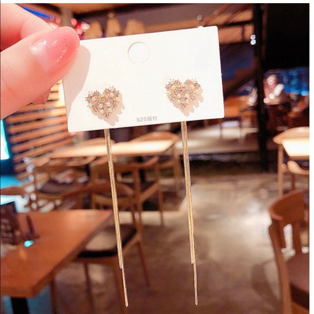 Trendy Long Tassel Heart Earrings‎